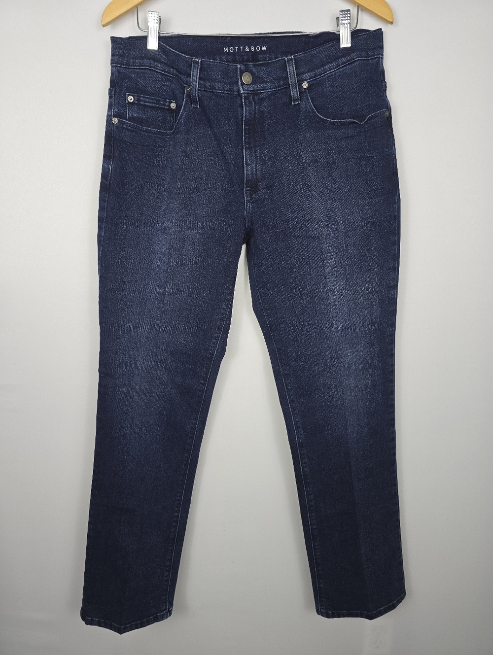 Mott & Bow Staple Dynamic Stretch Dark Indigo Straight Leg Jeans 35 x 32